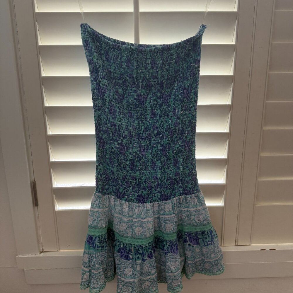 Alicia Bell strapless mini dress in blue tones, size S - Picture 4 of 7